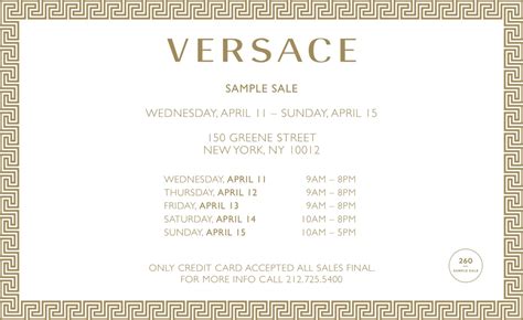 versace sample sale tickets|VERSACE SAMPLE SALE .